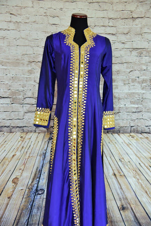 500873 Royal Blue Suit with Gold and Mirror Embroidery  