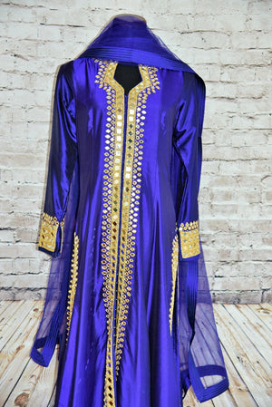 500873 Royal Blue Suit with Gold and Mirror Embroidery