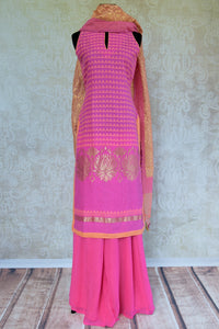 501011-suit-sleeveless-pink-geometric-pattern-golden-lotus-scarf