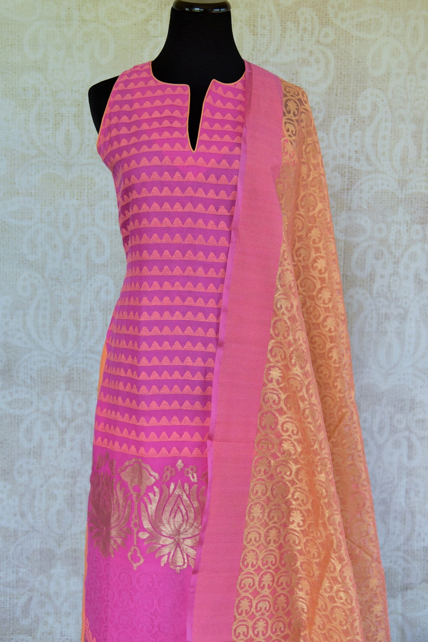 501011-suit-sleeveless-pink-geometric-pattern-golden-lotus-scarf-scarf-view