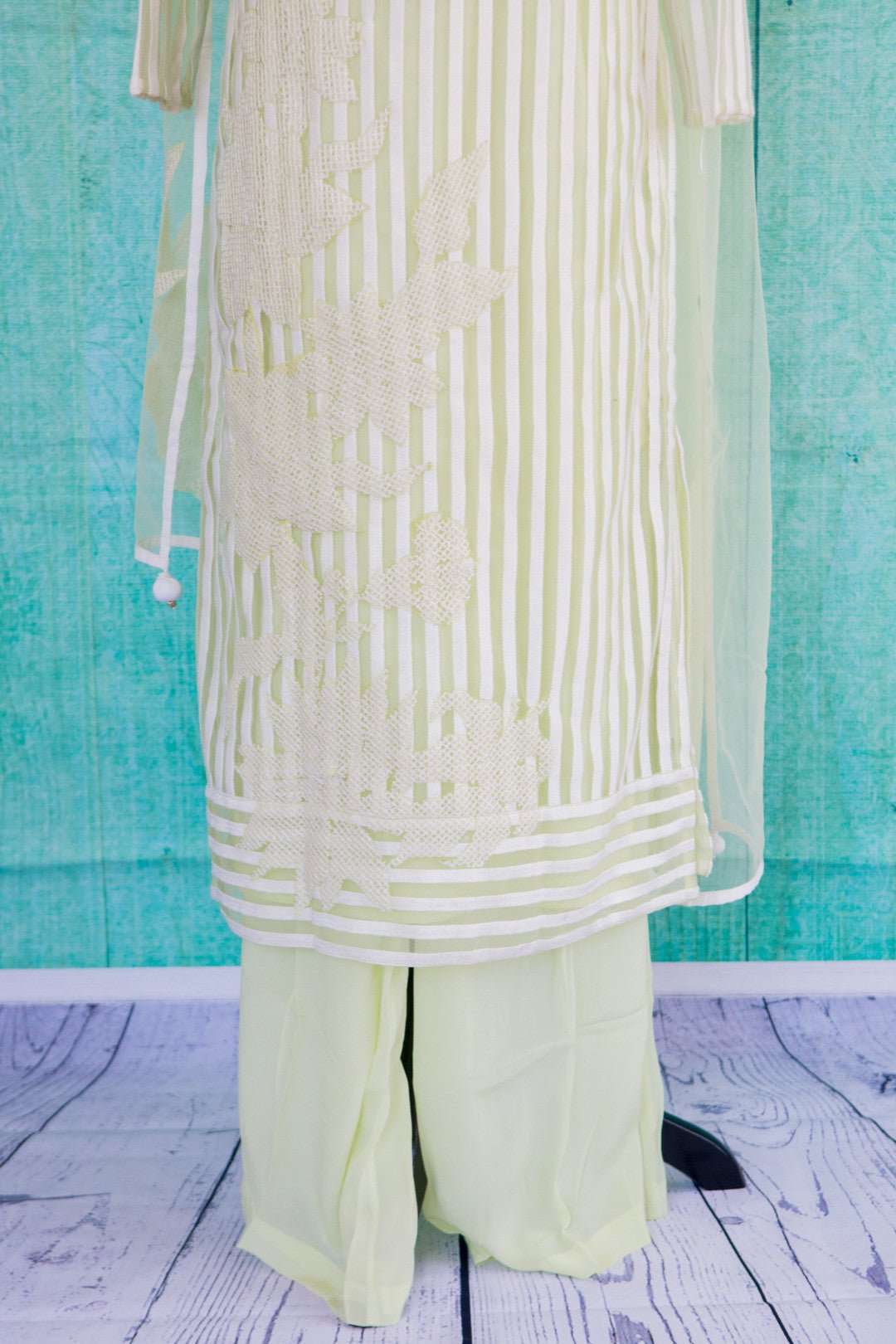 501073-suit-long-sleeve-pale-green-white-striped-scarf-skirt-view