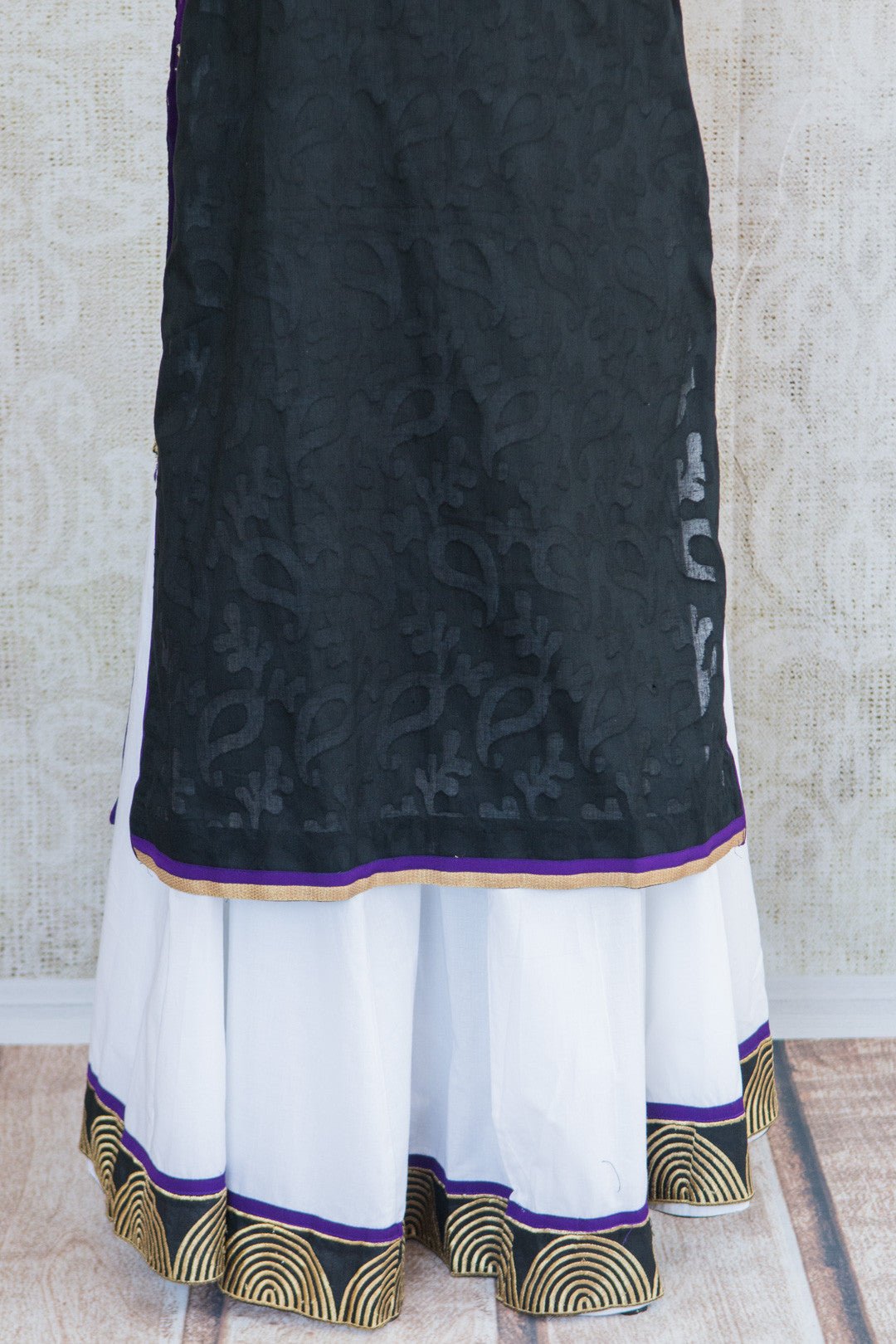 501076-suit-short-sleeve-black-purple-white-gold-silver-embroidery-scarf-skirt-view