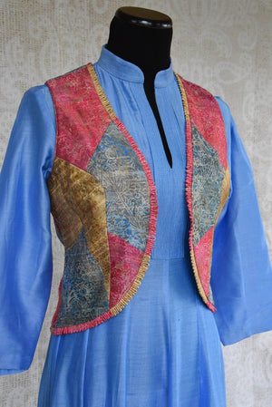 501259 Chanderi Suit With Multi Colored Jacket