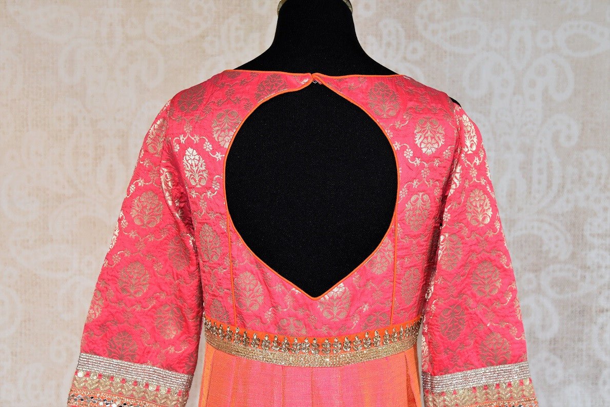 Buy this elegant and eye catching pink banarasi silk indian suit with dupatta from pure elegance store. Great for parties and festive occasions-Back View