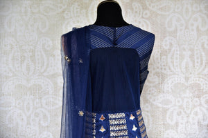 Buy online designer blue Embroidered Silk floor-length Anarkali with dupatta.  Pure Elegance brings stylish Indian designer suits online in USA and in store,  perfect for various occasions.-back