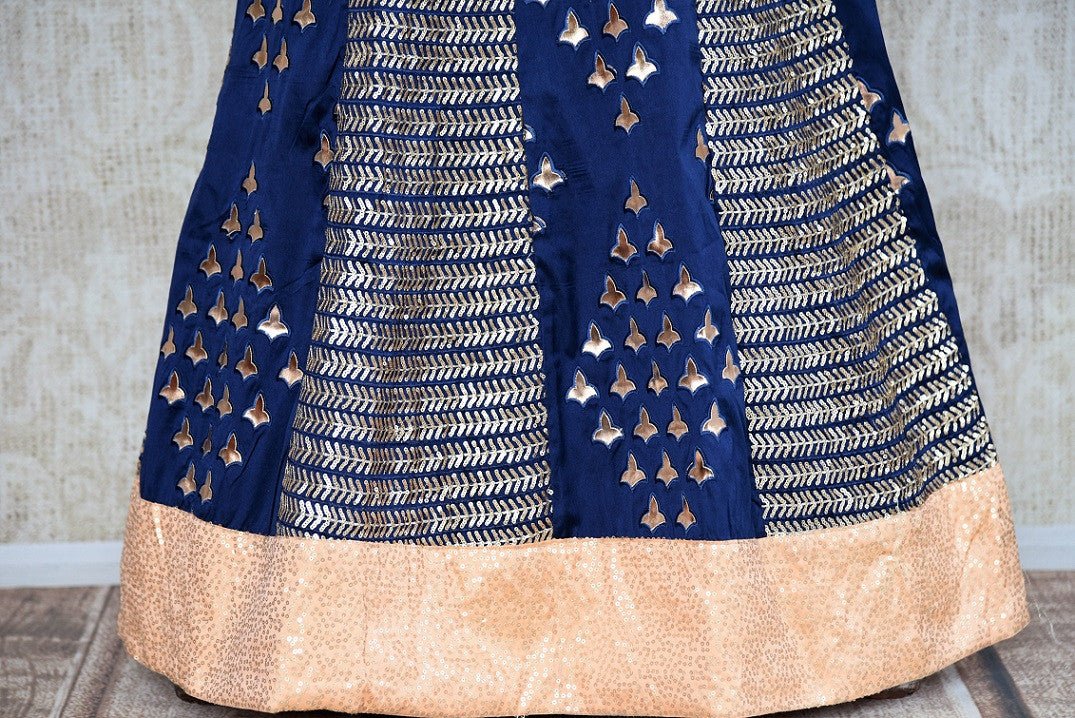 Buy online designer blue Embroidered Silk floor-length Anarkali with dupatta.  Pure Elegance brings stylish Indian designer suits online in USA and in store,  perfect for various occasions.-details