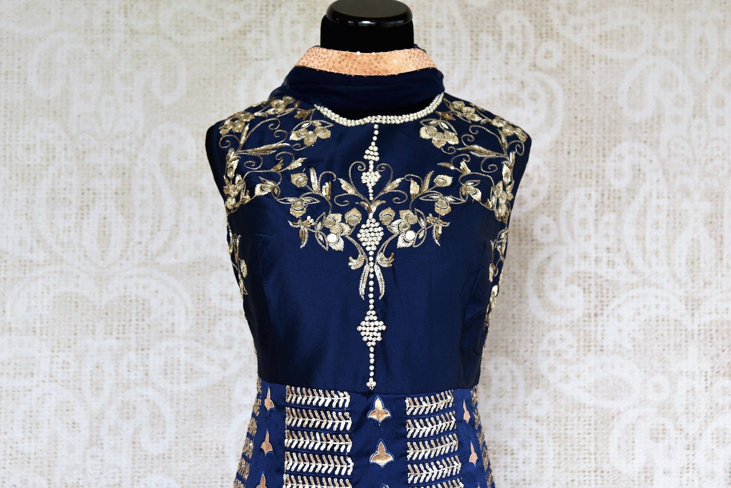 Buy online designer blue Embroidered Silk floor-length Anarkali with dupatta.  Pure Elegance brings stylish Indian designer suits online in USA and in store,  perfect for various occasions.-front