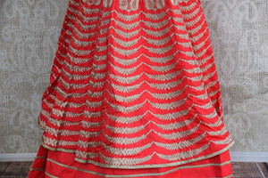 501505 Red Raw Silk Floor Length Designer Emboidered Anarkali Suit with Dupatta