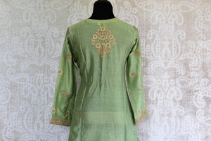 Buy Beautiful Green Chanderi Kurta with skirt online from Pure Elegance or visit our store in USA. Select from exclusive range of designer Indian dresses online in USA.-back