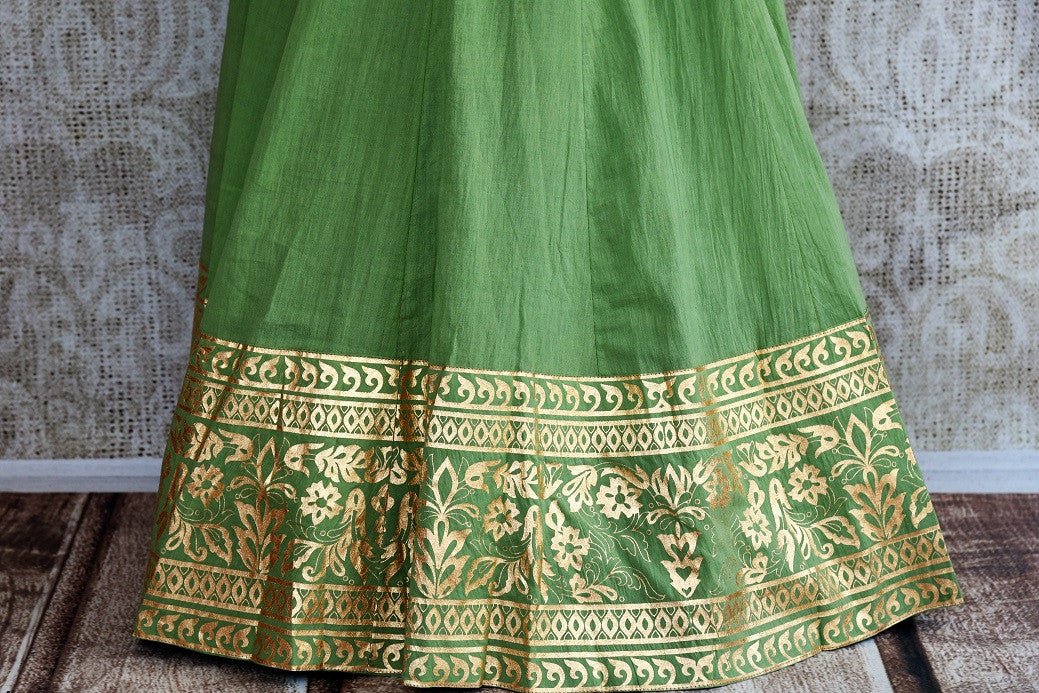 Buy Beautiful Green Chanderi Kurta with skirt online from Pure Elegance or visit our store in USA. Select from exclusive range of designer Indian dresses online in USA.-skirt