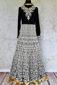 Buy black georgette embroidered floor length Anarkali suit online in USA with dupatta from Pure Elegance. Our store brings you designer Indian suits for every occasion.-full view