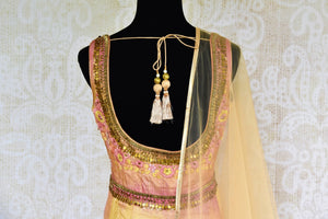 Buy yellow and pink silk embroidered Anarkali suit online from Pure Elegance with dupatta. Our fashion store brings stunning Indian Anarkali suits in USA for women.-back