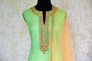 Buy green chanderi silk embroidered suit online from Pure Elegance with dupatta. Our fashion store brings stunning Indian salwar suits in USA for women for every occasion.-top