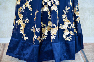 Buy blue embroidered georgette Anarkali suit online in USA with dupatta. Pure Elegance fashion store brings an exclusive range of Indian designer Anarkali suits in USA.-panel