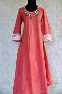 Buy pink cotton silk Indowestern dress online in USA. Pure Elegance clothing store brings a stylish range of Indian formal dresses for online shopping in USA. Shop online-full view