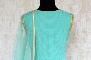 Buy sky blue embroidered chanderi Anarkali suit with dupatta online in USA. Pure Elegance clothing store brings exquisite range of Indian Anarkali suits in USA. Shop online.-back
