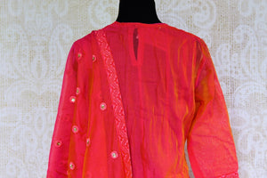 Buy pink embroidered chanderi suit online in USA. Pure Elegance fashion store brings a stunning collection of Indian formal dresses in USA for parties and weddings.-back