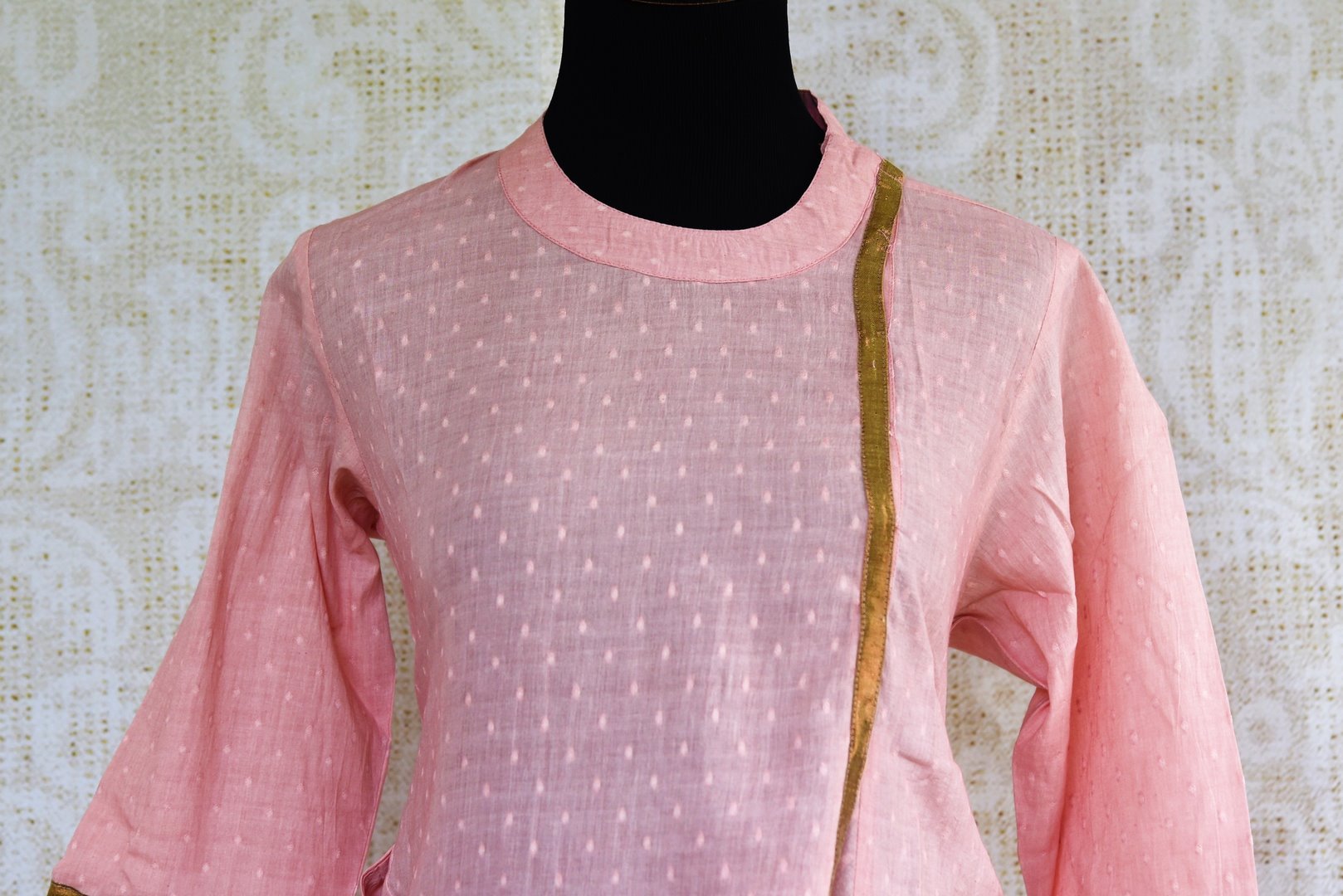 Buy soft pink embroidered chanderi suit with pant online in USA. Pure Elegance clothing store brings an exquisite range of Indian salwar suits for online shopping in USA. -front