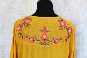 Buy yellow embroidered chanderi silk Indowestern dress online in USA. Pure Elegance fashion store brings an exquisite range of Indian designer dresses in USA for women. -back