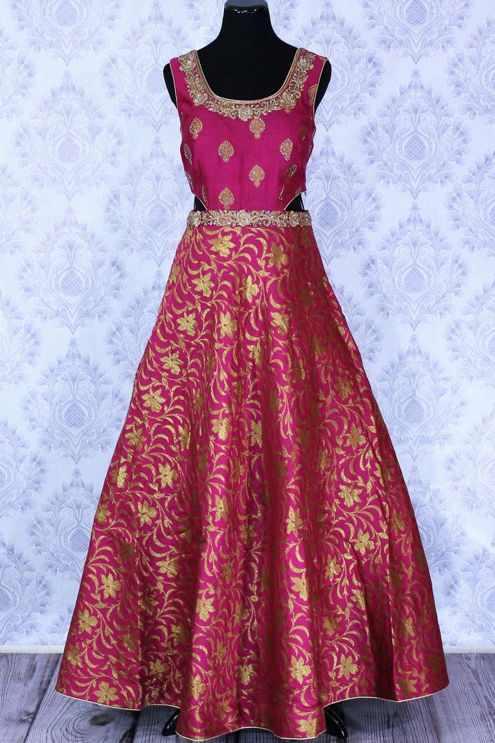 Buy Blue Zari Weaving Banarasi Silk Wedding Wear Lehenga Choli From Ethnic  Plus