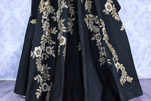 Gorgeous black embroidered designer lehenga buy online in USA. A stunning choice for a striking ethnic Indian look at weddings and special occasions. Dazzle in latest Indian designer wedding lehengas available at Pure Elegance Clothing store in USA for women.-skirt