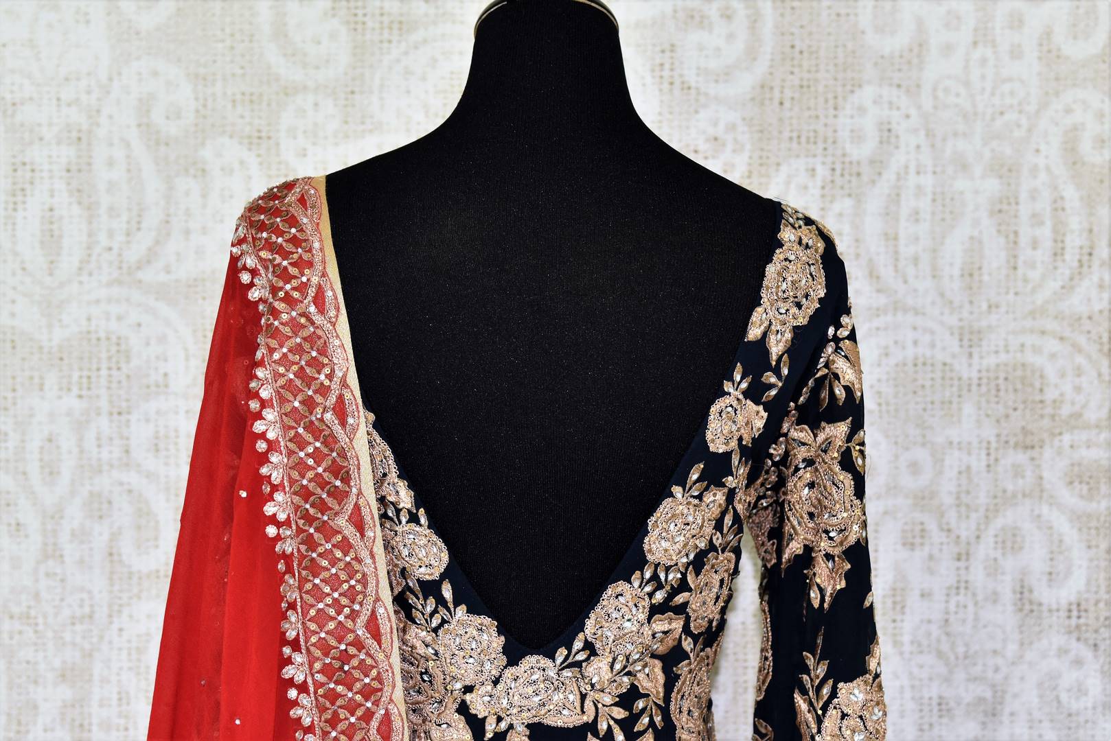 Buy beautiful black embroidered georgette suit online in USA with dupatta. If you are fond of Indian fashion then you must visit Pure Elegance Indian clothing store in USA. We have a splendid collection of Indian designer dresses, Indowestern dresses and clothing here for you on our shelves. -back