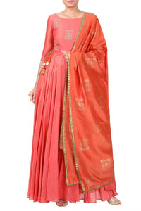Buy designer rouge pink embroidered Anarkali suit online in USA with dupatta. Add elegance to your ethnic look with exquisite Indian designer suits available at Pure Elegance Indian clothing store in USA or shop online.-full view