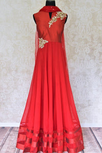 Shop red color embroidered georgette silk suit online in USA with dupatta. Find a range of Indian designer suits at Pure Elegance clothing store in USA. Keep your ethnic look perfect with a range of traditional Indian clothing, designer silk sarees, wedding sarees, wedding dresses and much more also available at our online store. -full view