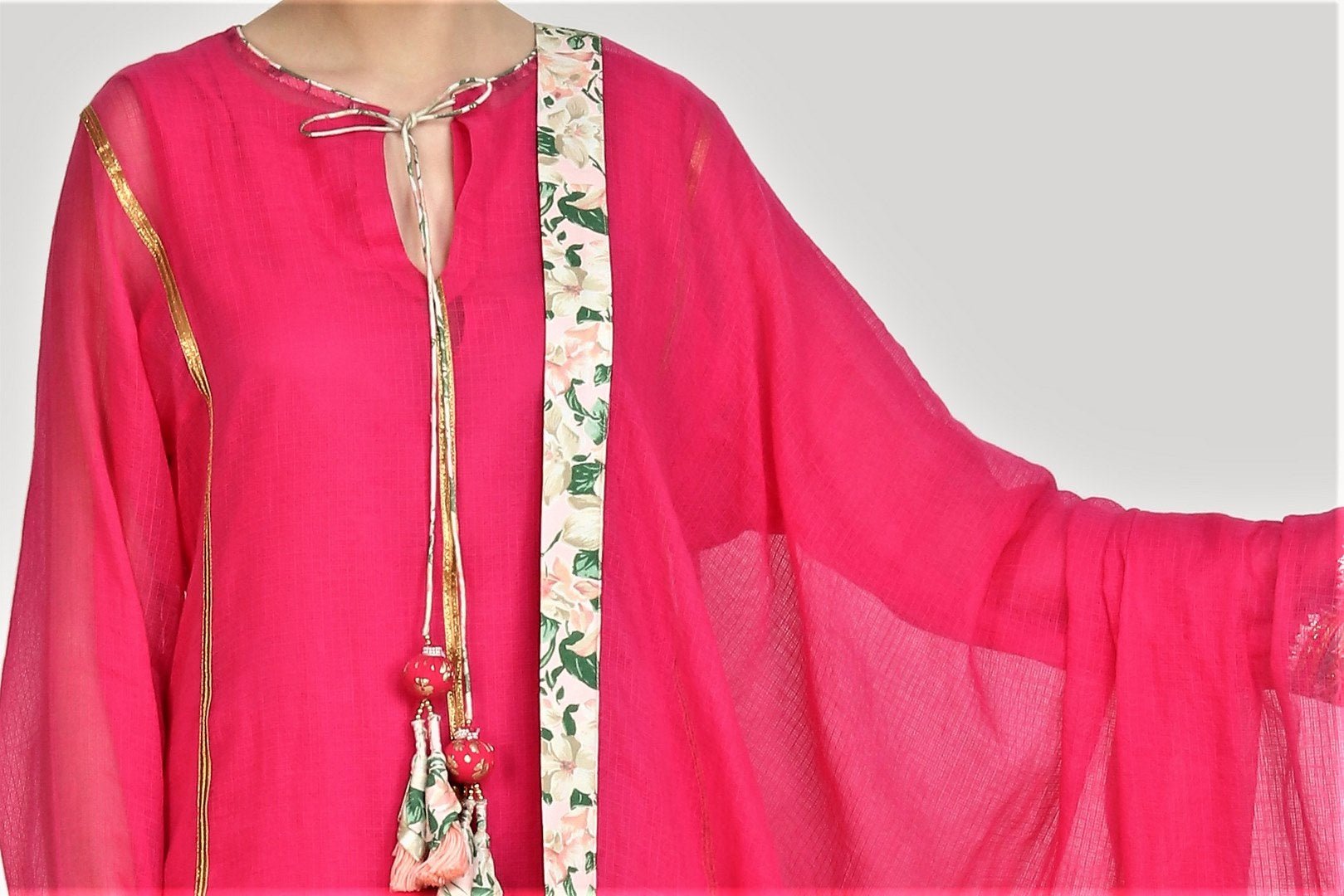 Buy hot pink kota doria kurta with sharara online in USA and dupatta. For more such gorgeous designer dresses, shop at Pure Elegance Indian fashion store in USA. A beautiful range of traditional Indian sarees and designer clothing is available for Indian women living in USA. You can also shop at our online store.-kurta