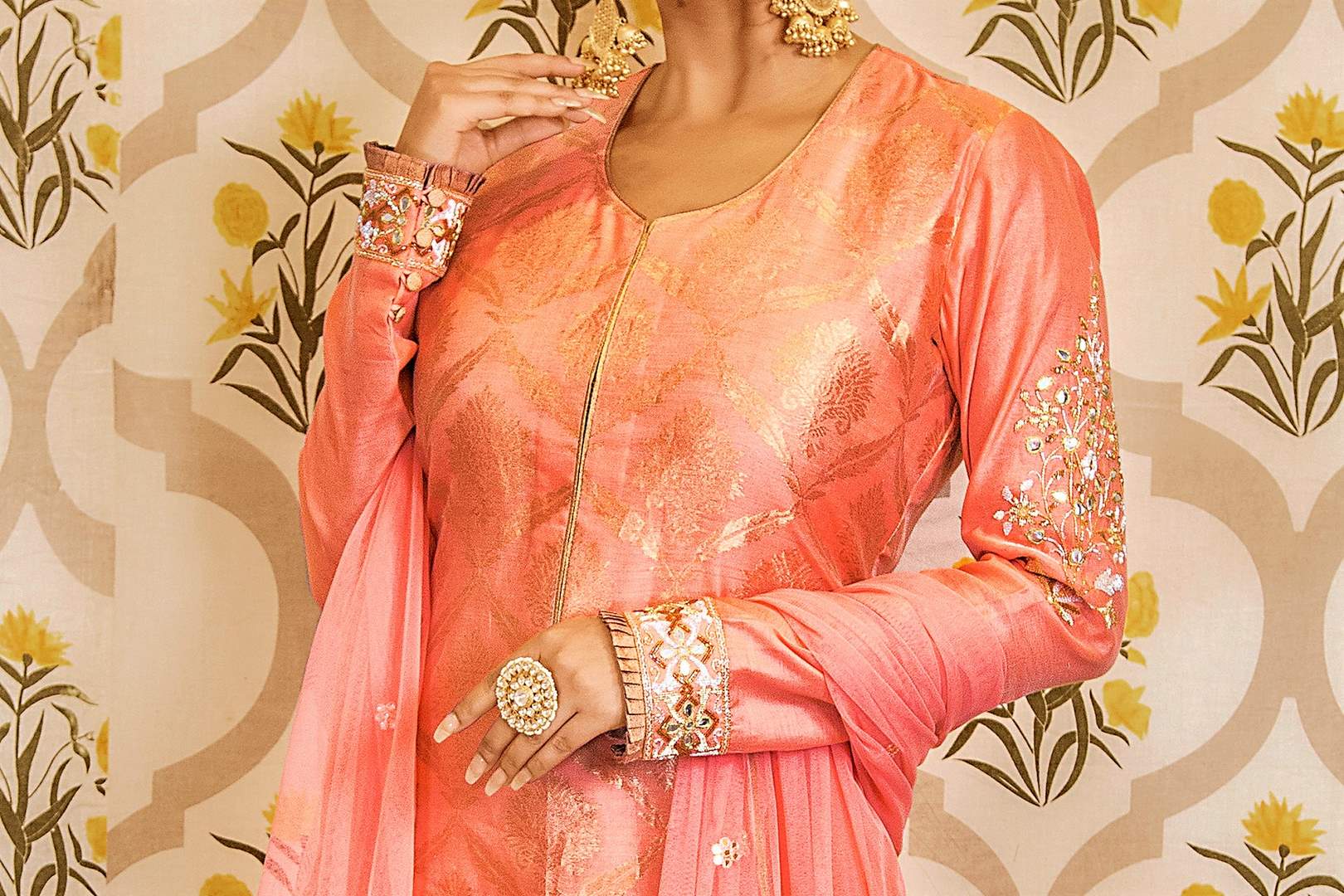 Buy pink embroidered chanderi kurta and sharara online in USA with embroidered dupatta. Keep your wardrobe updated with a range of stylish Indian designer suits from Pure Elegance fashion store in USA. A stylish range of Indian clothing, handwoven sarees, pure silk sarees is available at our online store to elevate your style.-top
