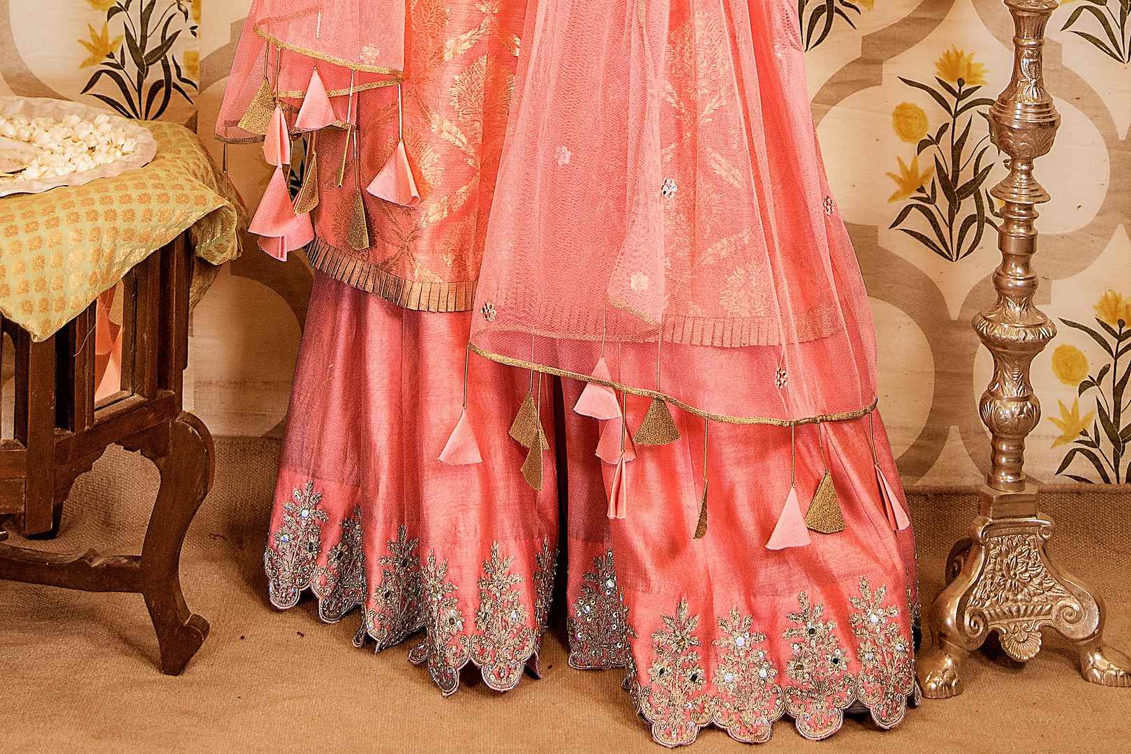 Buy pink embroidered chanderi kurta and sharara online in USA with embroidered dupatta. Keep your wardrobe updated with a range of stylish Indian designer suits from Pure Elegance fashion store in USA. A stylish range of Indian clothing, handwoven sarees, pure silk sarees is available at our online store to elevate your style.-sharara