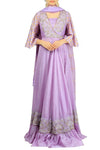 Mauve color chanderi silk embroidered floor-length kurta with flared sleeves for online shopping in USA. Make your ethnic wardrobe complete with an exquisite collection of Indian designer clothing from Pure Elegance clothing store in USA. A splendid variety of designer dresses, designer lehenga choli, salwar suits will leave you wanting for more. Shop now.-full view