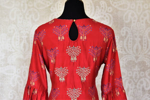Shop red embroidered silk suit with matching palazzo online in USA from Pure Elegance. Add exquisite Indian designer suits, Indian dresses, wedding lehengas in beautiful styles and designs to your ethnic wardrobe from our Indian clothing store in USA or shop online.-back