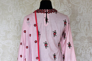Shop soft pink embroidered cotton palazzo suit online in USA with dupatta. Make fashionable choices with latest Indian designer clothes from Pure Elegance Indian fashion store in USA. Shop traditional Anarkali suits, designer lehengas for Indian brides in USA from our online store.-back