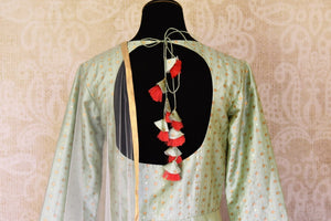 Buy lovely pastel green gota patti embroidery silk Anarkali suit online in USA with dupatta. Step up your ethnic fashion game with exquisite variety of designer suits from Pure Elegance Indian clothing store in USA. Shop online.-back
