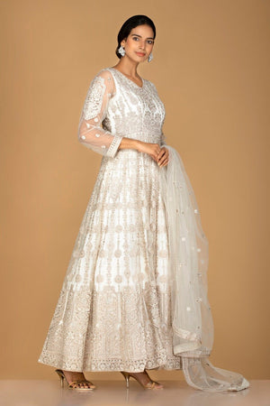 Buy PREEVIN Off White Triangle Mirror Embroidered Angrakha Anarkali With  Dupatta Online | Aza Fashions | White anarkali, Angrakha anarkali, Fashion