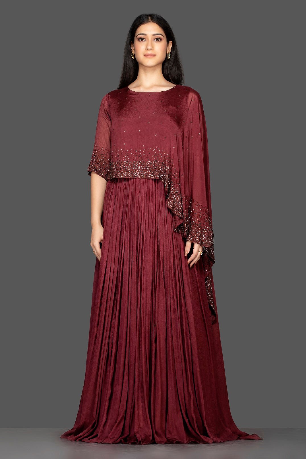 Izmir Embroidered Cape With Ombre Gown – Melange Singapore