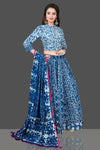 Shop stunning blue and white Bagru hand block print skirt set with dupatta. Shop designer Indian clothing, wedding lehengas, designer Anarkali, gharara suits, Indian dresses in USA from Pure Elegance Indian fashions store for parties and special occasions.-full view