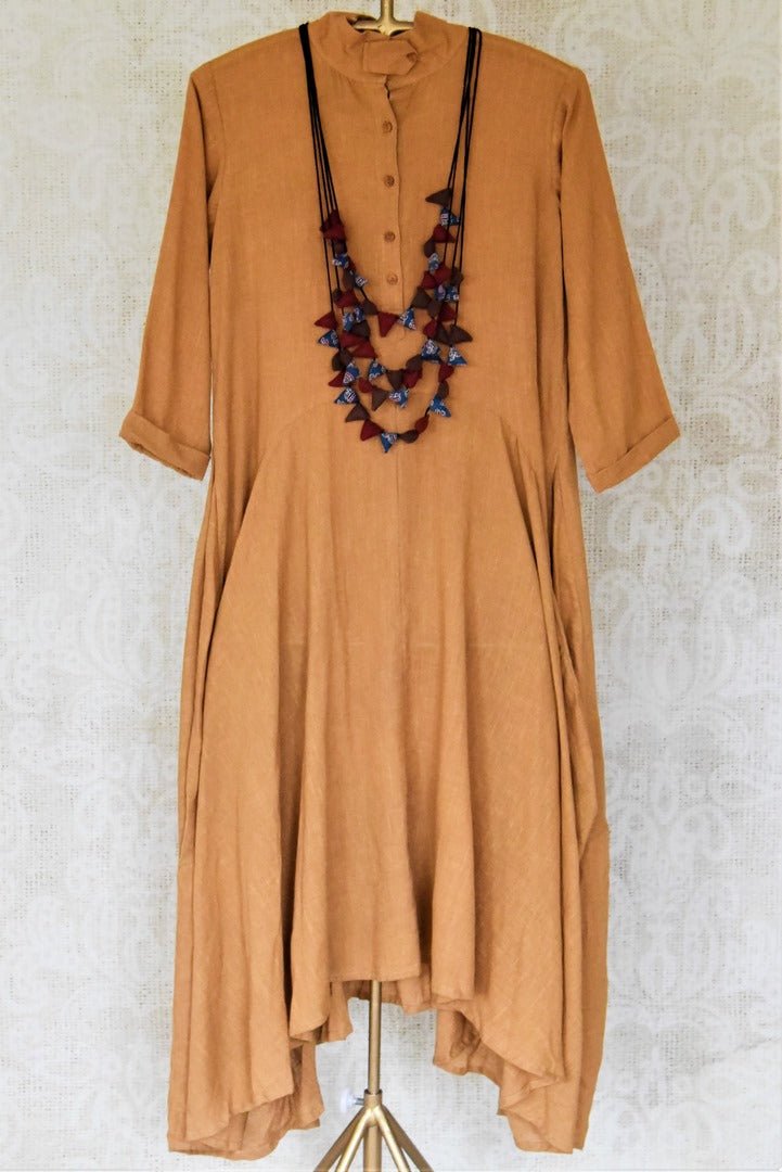 asymmetrical dress online india Buy Beautiful Beige Asymmetric Cotton Dress Online in USA