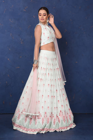Buy stunning mint green embroidered designer lehenga online in USA with dupatta, Be the center of attraction on festive occasions in beautiful designer suits, dresses, lehengas, designer gowns, from Pure Elegance Indian fashion store in USA.-skirt