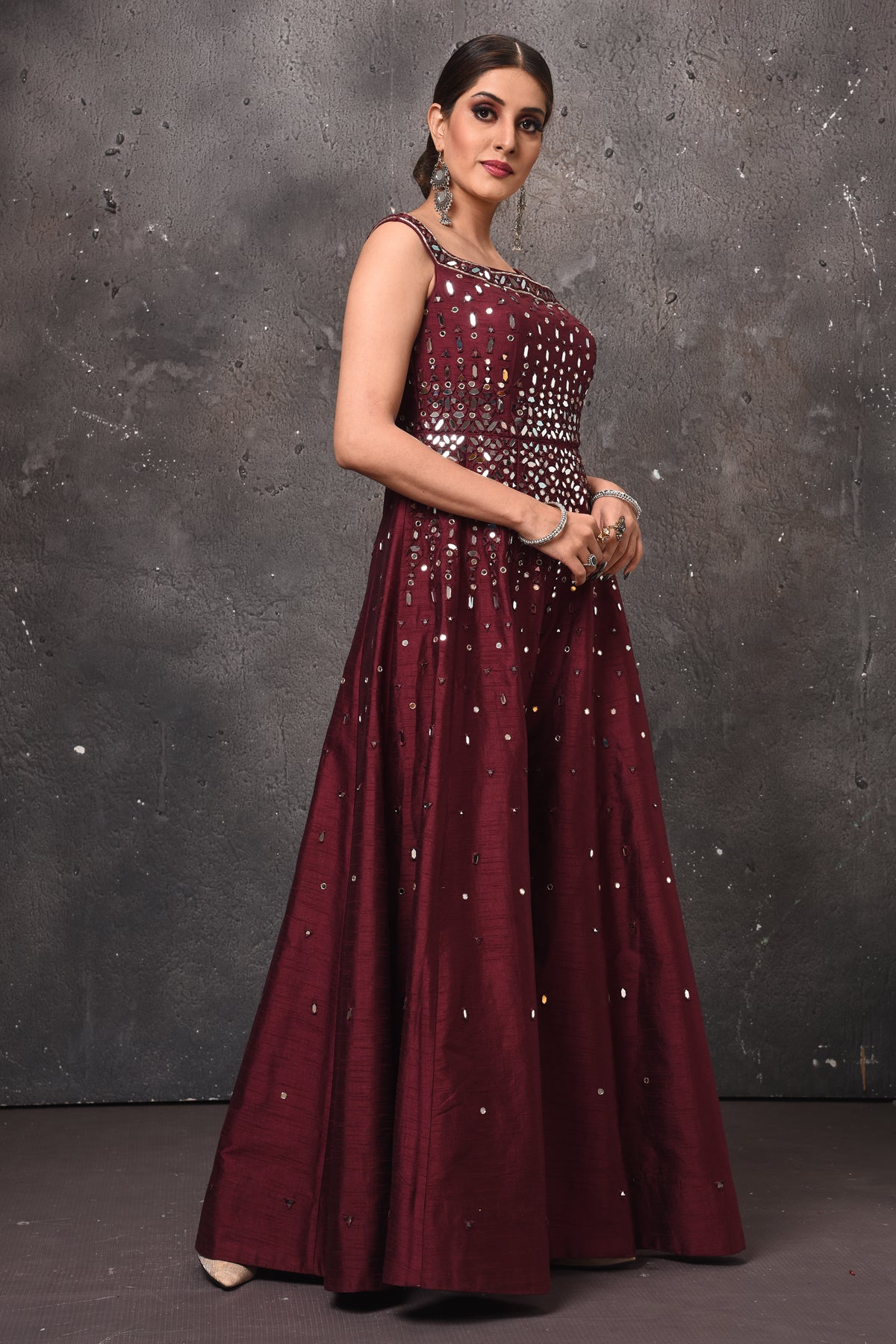Buy Net Wedding Wear Anarkali Suit In Wine Colour Online - LSTV05405 |  Andaaz Fashion