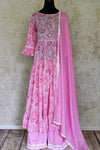 Buy beautiful light pink Kadhi print Anarkali suit online in USA with dupatta, Be a vision of style and elegance on festive occasions in designer suits, desinger lehenga, shararas suits, Anarkali suit, designer gowns from Pure Elegance Indian fashion store in USA. -full view