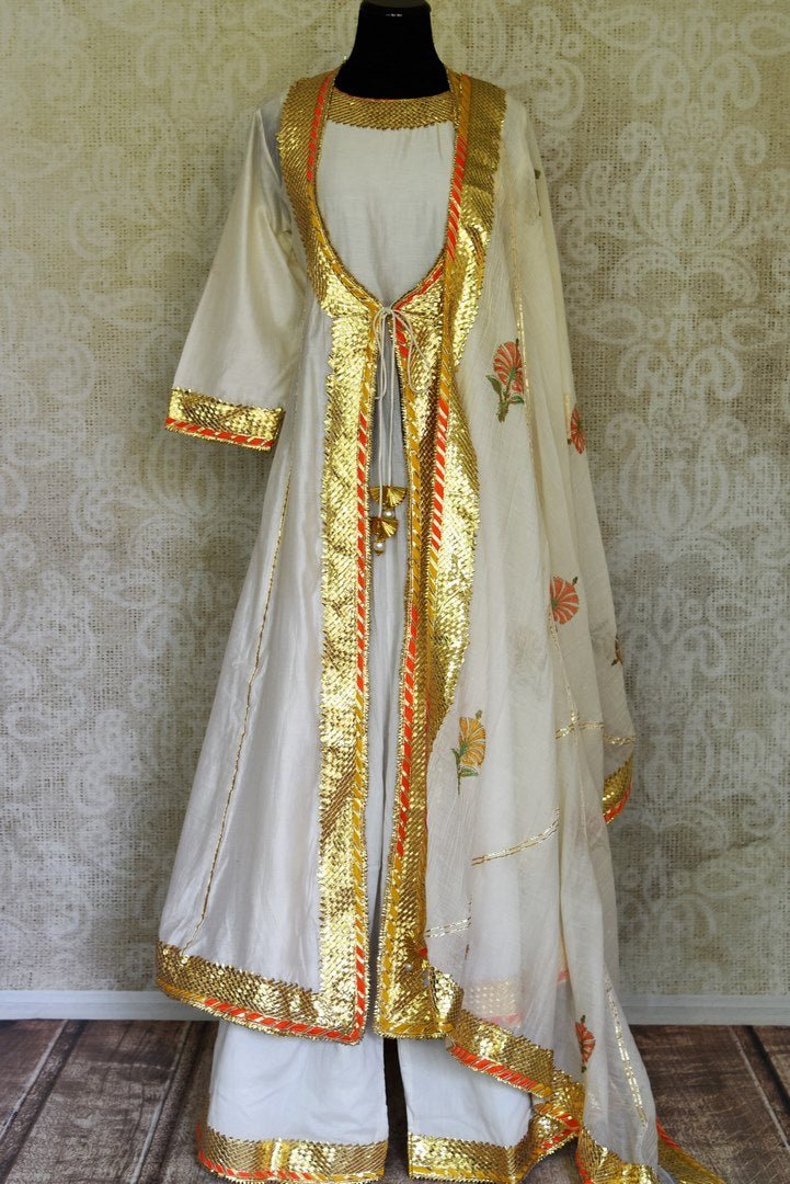 Buy White Cotton Anarkali Suit Online in USA with Gota Lace Border Pure Elegance Buy White Cotton Anarkali Suit Online in USA with Gota Lace Border Pure Elegance