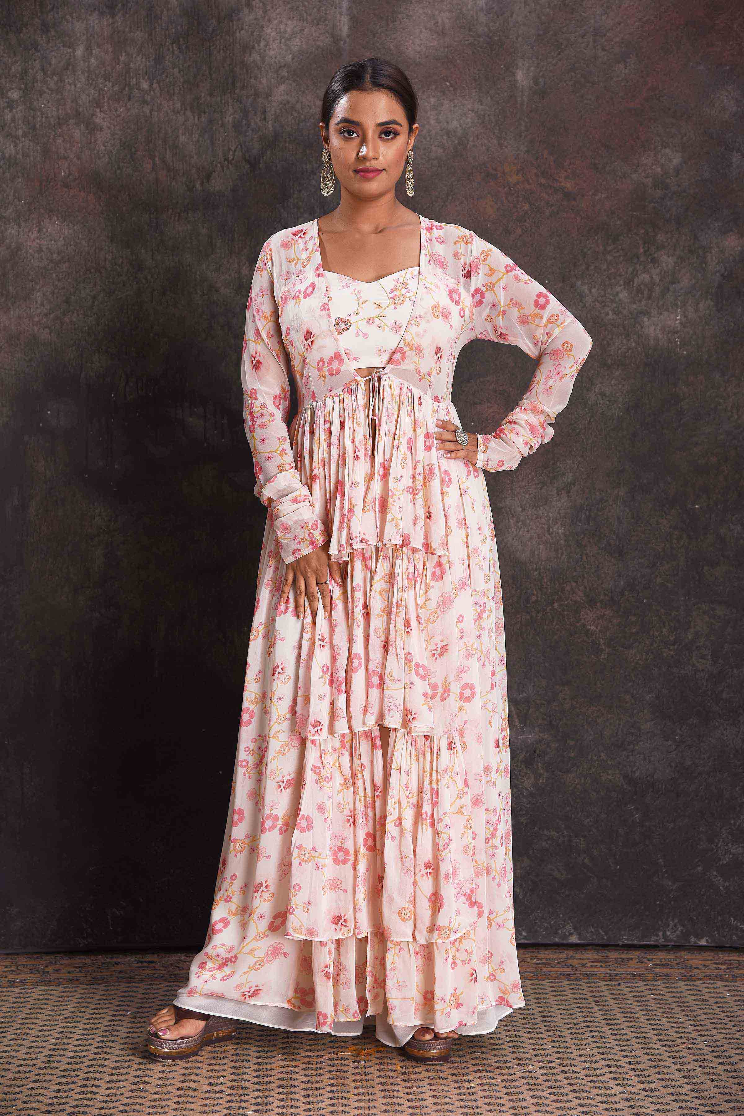 Buy Stunning White Floral Cape with Crop Top and Palazzo Online in USA Pure Elegance Buy Stunning White Floral Cape with Crop Top and Palazzo Online in USA Pure Elegance