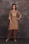 Shop stunning brown emrboidered salwar suit online in USA. Be the star of the occasion in this stylish designer lehengas, designer gowns, Indowestern dresses, Anarkali suits, sharara suits from Pure Elegance Indian fashion store in USA.-full view