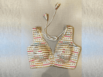 Buy cream multicolor embroidery sleeveless saree blouse online in USA. Elevate your saree style with exquisite readymade saree blouses, embroidered saree blouses, Banarasi saree blouse, designer saree blouse, choli-cut blouses, corset blouses from Pure Elegance Indian clothing store in USA.-full view