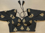 50w479-RO  Black With Golden Patch Embroidery Saree Blouse