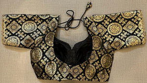 50W482-RO - Exquisite Black Golden Silk Embroidered Blouse