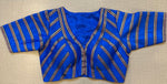 50W498-RO - Exquisite Blue Stripped Embroidered Blouse