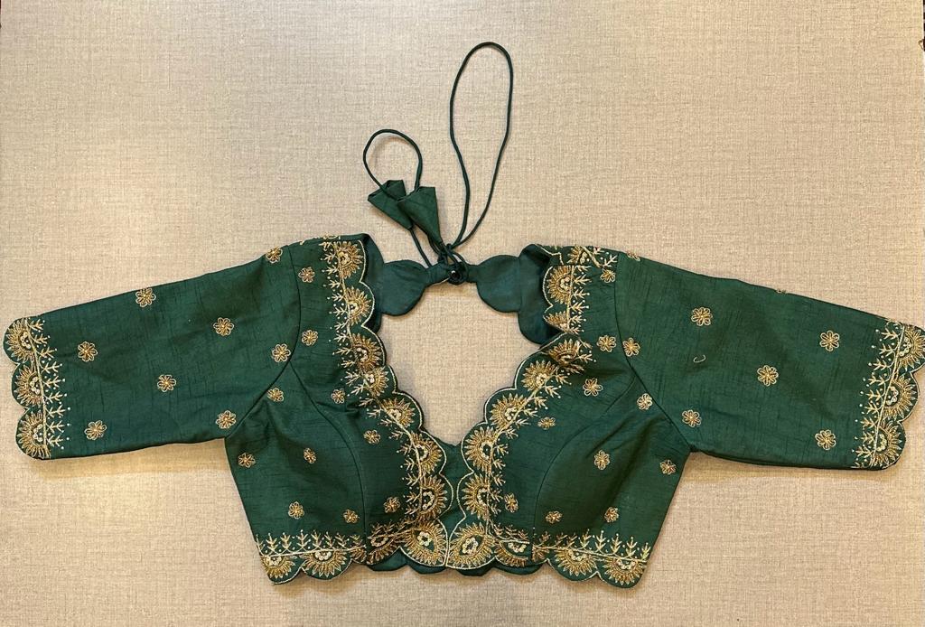 50W501-RO - Exquisite Green Embroidered Designer Blouse